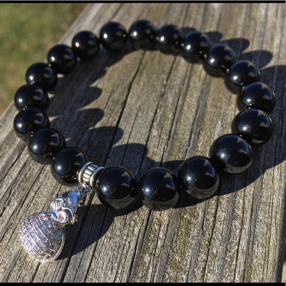 Handmade Genuine Black Onyx Natural Stone Bracelet - Picture 2 of 6
